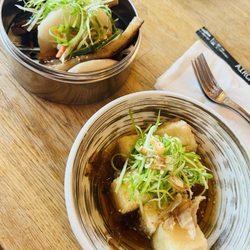 Snow Bunny - The pork bao bun and agedashi tofu.