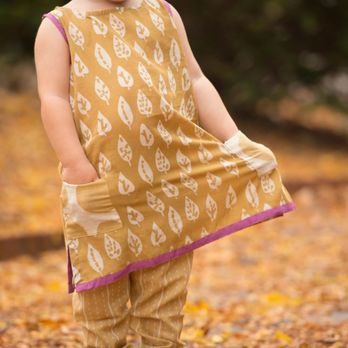 Mirasa Design - Dabu bold leaf dress in forest yellow - Children's Clothing Near Me - Washington, DC, District of Columbia