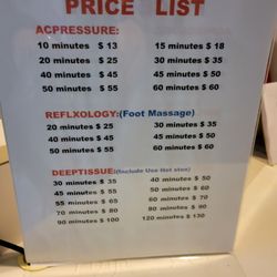 Good Health House Massage - Menu