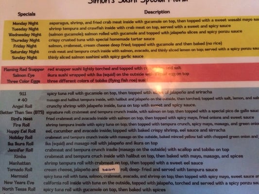 Menu photo 3 Simon's Sushi Plano, TX