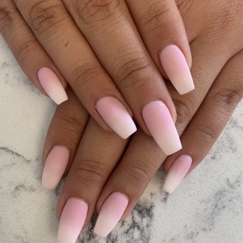 Vy's Nail Spa - French ombré coffin shape by Cindy - Nail Salons Near Me - Norfolk, Virginia