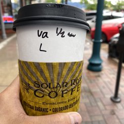 Solar Roast Coffee - Medium vanilla Cafe Latte w/ half the sugar