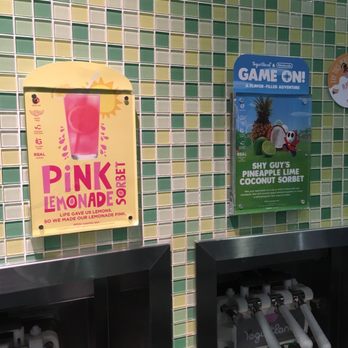 Yogurtland - Pink Lemonade Sorbet and Shy Guy's Pineapple Lime Coconut Sorbet. Two recently new flavors. - Ice Cream & Frozen Yogurt Near Me - Thousand Oaks, California Yogurtland - Pink Lemonade Sorbet and Shy Guy's Pineapple Lime Coconut Sorbet. Two recently new flavors. - Ice Cream & Frozen Yogurt Near Me - Thousand Oaks, California