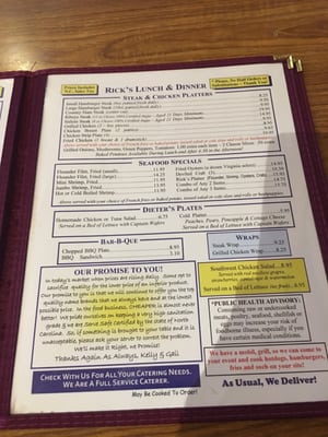 Menu photo 2 Rick's Restaurant Denton, NC Menu photo 2 Rick's Restaurant Denton, NC