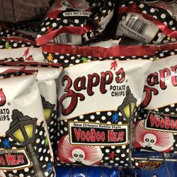 2/11/20. Pouring down rain cold Tuesday night! Zapp's Voodoo Heat! In great abundance! Look, Shantel M., I found them! I never stop looking!