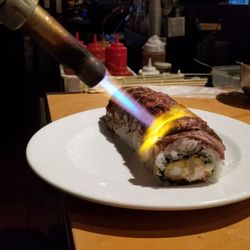 Optimus prime roll getting the ribeye steak seared