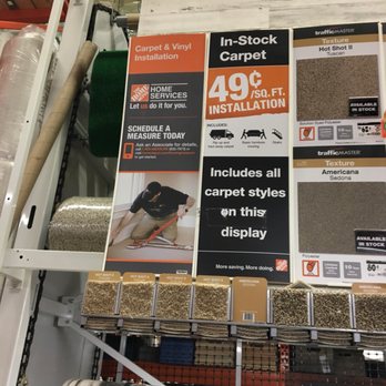The Home Depot - $0.49/sqft installation (not shown they charge double for carpet and pads). - Building Supplies Near Me - Palatine, Illinois The Home Depot - $0.49/sqft installation (not shown they charge double for carpet and pads). - Building Supplies Near Me - Palatine, Illinois