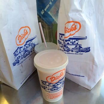 Dick's Drive-In - We ordered 3 Delux Burger, 2 Fries, 1 Strawberry Milkshake, small Sprite - Burgers Near Me - Seattle, Washington Dick's Drive-In - We ordered 3 Delux Burger, 2 Fries, 1 Strawberry Milkshake, small Sprite - Burgers Near Me - Seattle, Washington