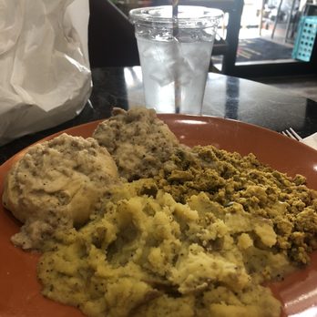 Tazza Cafe - Impossible Biscuits and gravy with tofu scramble and rosemary hash. - Coffee & Tea Near Me - Fort Wayne, Indiana