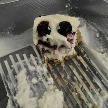 McClellan's Pub - 5/8th finished Blueberry Cheesecake that's smiling back - Irish Pub Near Me - Columbus, Ohio