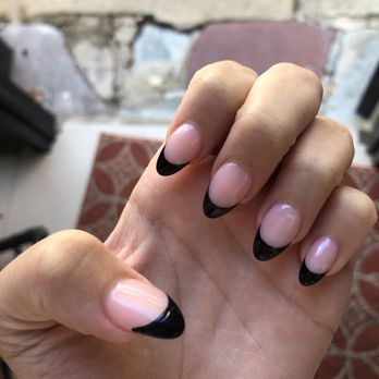 Top 2 Nail - UV Gel Extensions Black French - Nail Salons Near Me - Pelham, New York Top 2 Nail - UV Gel Extensions Black French - Nail Salons Near Me - Pelham, New York
