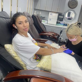 Luna Nails Bar - Getting her first set of nails - Nail Salons Near Me - Bellflower, California