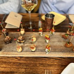 Coqueta - Sampling of starters - mushroom ‍ quail egg  sardines and goat cheese x