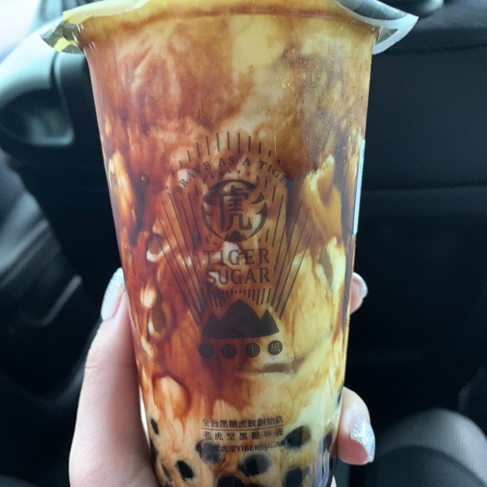 Brown sugar boba milk with creme mousse. Brown sugar boba milk with creme mousse.