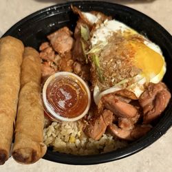 Nile River Restaurant - Delectable Pinoy boi fried rice with bbq chicken as protein, fried egg, lumpia