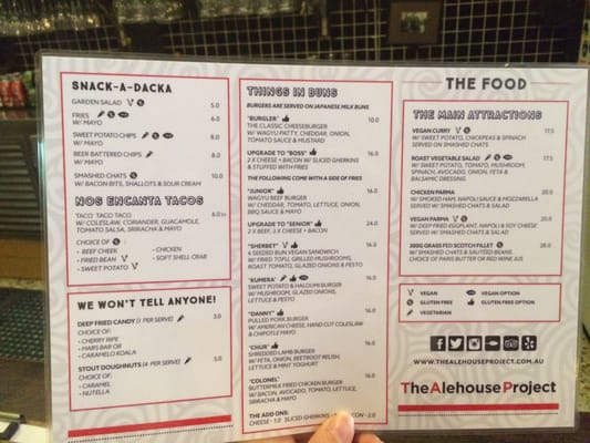 Menu photo 1 The Alehouse Project Brunswick East, VIC Menu photo 1 The Alehouse Project Brunswick East, VIC