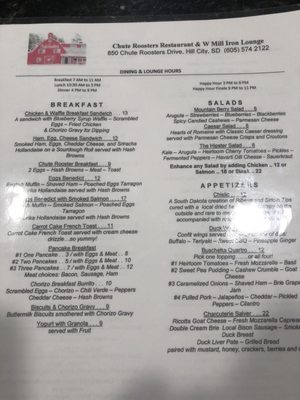Menu photo 4 Chute Rooster Hill City, SD Menu photo 4 Chute Rooster Hill City, SD