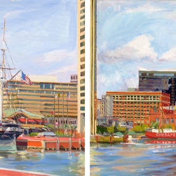 Crystal Moll Gallery - 4 Panel Piece by Crystal Moll Baltimore Harbor 2015 - Art Galleries Near Me - Baltimore, Maryland