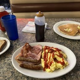 Hungry man breakfast as Harry's corn beef and ham spot Hungry man breakfast as Harry's corn beef and ham spot