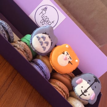 Puffect Bakery Cafe - 3 of the 8 character macaroons available on a Friday afternoon. - Desserts Near Me - Walnut, California Puffect Bakery Cafe - 3 of the 8 character macaroons available on a Friday afternoon. - Desserts Near Me - Walnut, California