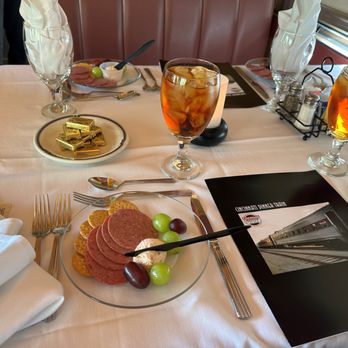 Cincinnati Dinner Train - Our table for the evening set with our appetizers and tea. - New American Near Me - Cincinnati, Ohio