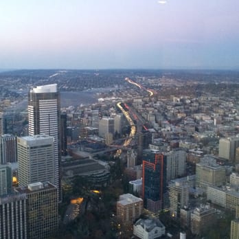Sky View Observatory - The traffic weaves it's way through the Seattle I-5 roadway - Observatories Near Me - Seattle, Washington