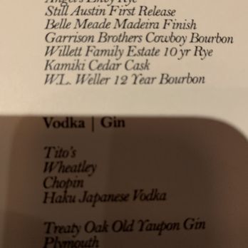 Barley Swine - Limited release whiskey menu - New American Near Me - Austin, Texas