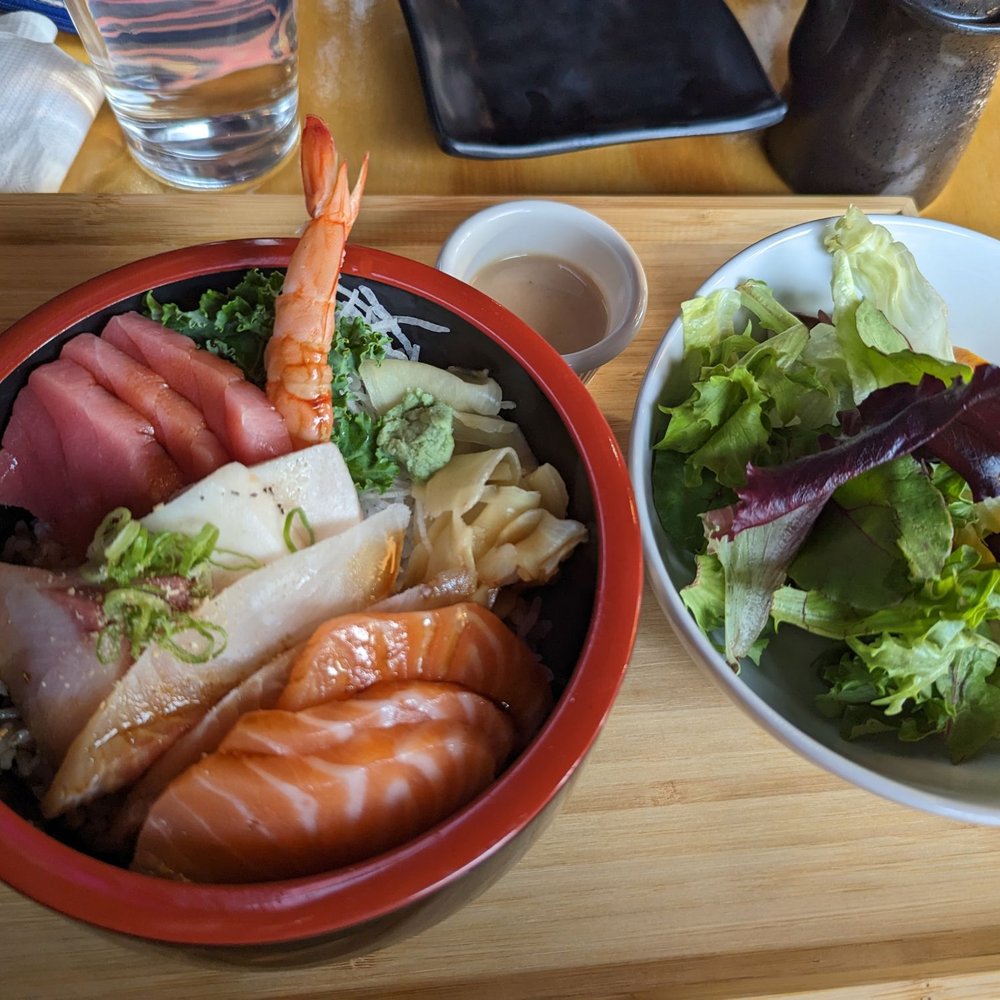 Kiori kitchen - Churashi don rice bowl, comes with salad and miso soup - Japanese Near Me - Morris Plains, New Jersey Kiori kitchen - Churashi don rice bowl, comes with salad and miso soup - Japanese Near Me - Morris Plains, New Jersey