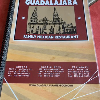 Guadalajara Aurora - Front of menu as of 9 April 2019. - Mexican Near Me - Aurora, Colorado Guadalajara Aurora - Front of menu as of 9 April 2019. - Mexican Near Me - Aurora, Colorado
