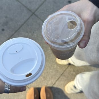Camellia Coffee Roasters - Hot cozy spice (seasonal syrup) latte with whole milk & horchata cold brew - Coffee & Tea Near Me - Sacramento, California
