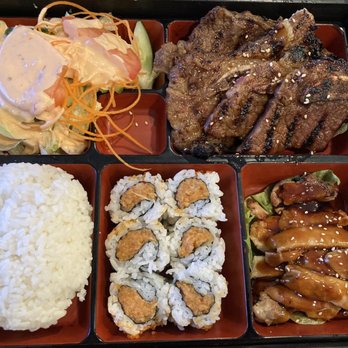 Bashamichi Sushi and Bar - Bento box: beef shot rib, spicy tuna roll, chicken teriyaki - Japanese Near Me - Millbrae, California