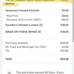 As you can see I was charged for a drink .. not at all like the promo offered