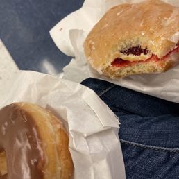 strawberry filled and chocolate donut strawberry filled and chocolate donut