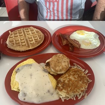 Dolly's Diner - Plain Waffle, eggs, & bacon, Country Boy Omelette - Diners Near Me - Princeton, West Virginia