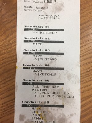 Menu photo 2 Five Guys Hattiesburg, MS