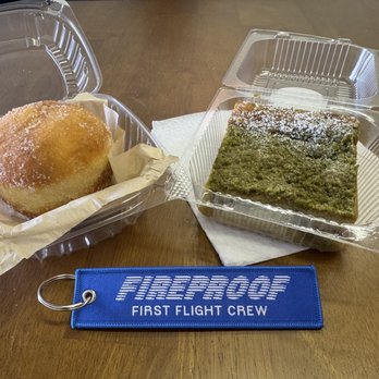 Fireproof Coffee - Strawberry matcha brioche in the left. Matcha coffee cake on the right. - Coffee & Tea Near Me - Redlands, California Fireproof Coffee - Strawberry matcha brioche in the left. Matcha coffee cake on the right. - Coffee & Tea Near Me - Redlands, California