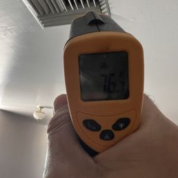 Dale NEVER CHECKED- says WE were ignorant- so unprofessional. Infrared shows 76° already at noon. Not blowing. Call someone else. Dale NEVER CHECKED- says WE were ignorant- so unprofessional. Infrared shows 76° already at noon. Not blowing. Call someone else.