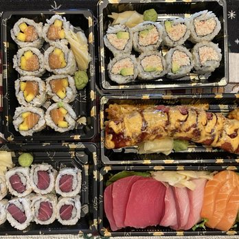 Sushi Time - Salmon mango roll, tuna roll, California roll, fancy volcano roll, sashimi deluxe - Japanese Near Me - Torrance, California