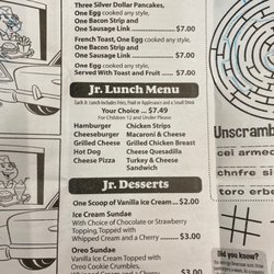 Woody's Diner - Kids menu. Kids eat free Wednesday with an adult entree purchase.
