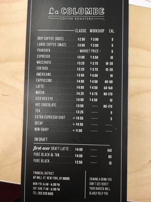 Menu photo 5 La Colombe Wall Street New York, NY Menu photo 5 La Colombe Wall Street New York, NY