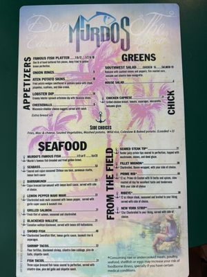 Menu photo 1 Murdos Aten Resort Crofton, NE Menu photo 1 Murdos Aten Resort Crofton, NE