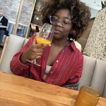 Fieldings Steak - My daughter trying fresh squeezed orange juice - Steakhouses Near Me - Houston, Texas Fieldings Steak - My daughter trying fresh squeezed orange juice - Steakhouses Near Me - Houston, Texas