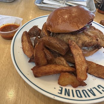 Claudine Kitchen & Bakeshop - Z's Fried Chicken Sandwich w/ sauce on side .. EXCELLENT .. def worth trying though - Cafes Near Me - Encino, California