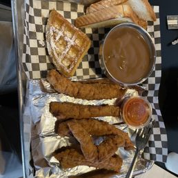 Steak fingers with brown gravy