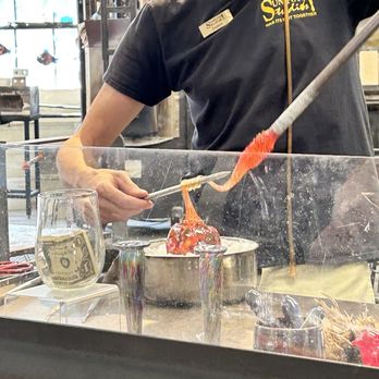 Sunspots Studios Glassblowing - Glass blowing demonstration for a pumpkin - Art Galleries Near Me - Staunton, Virginia Sunspots Studios Glassblowing - Glass blowing demonstration for a pumpkin - Art Galleries Near Me - Staunton, Virginia