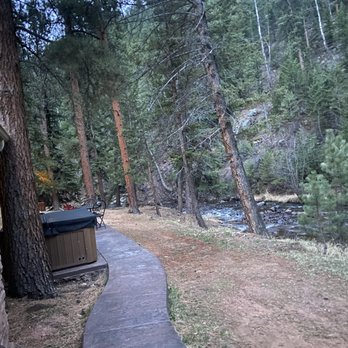 StoneBrook Resort - Outside view looking at the river - Hotels Near Me - Estes Park, Colorado
