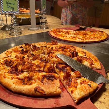 Goofy's Kitchen - Chicken and waffle pizza! No red sauce, taste like syrup! So good! - American Near Me - Anaheim, California