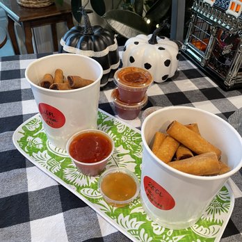 Mama's Lumpia - Pork and Chicken Lumpia. Sweet Chili sauce and Sweet Vinegar sauce. - Filipino Near Me - Pacheco, California Mama's Lumpia - Pork and Chicken Lumpia. Sweet Chili sauce and Sweet Vinegar sauce. - Filipino Near Me - Pacheco, California