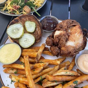 44 Mills Kitchen + Tap - Crispy Chicken Sandwich with herb fries - New American Near Me - Concord, North Carolina