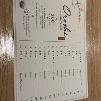 Oroshi Sushi Omakase - menu in august 2026 - Japanese Near Me - Philadelphia, Pennsylvania Oroshi Sushi Omakase - menu in august 2026 - Japanese Near Me - Philadelphia, Pennsylvania